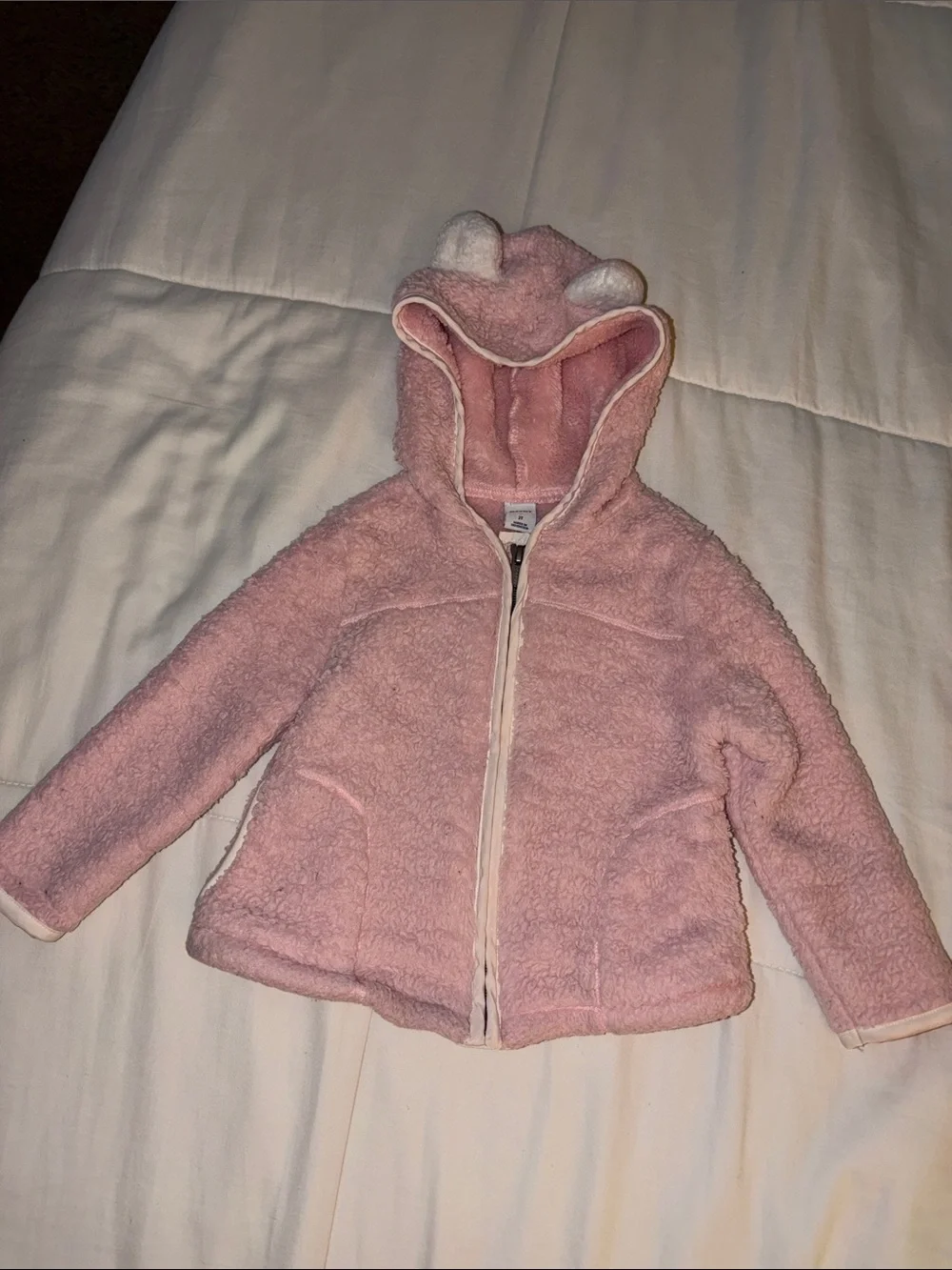 Old Navy Pink Fuzzy Hooded Jacket & Red Heart Hooded Sweatshirt Size 2T